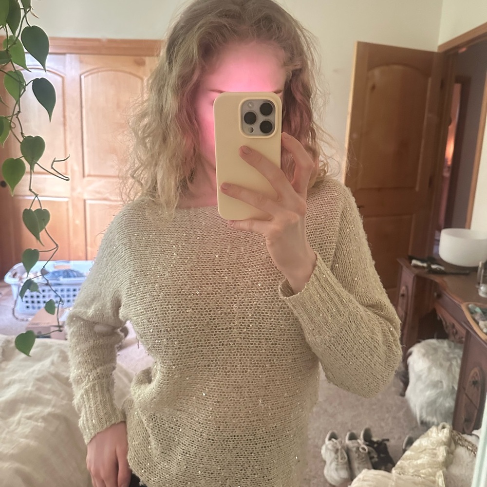 Y2K Vintage Women's Cream Knit Sweater
